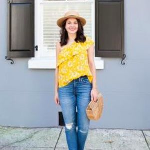 Yellow silk Madewell blouse
